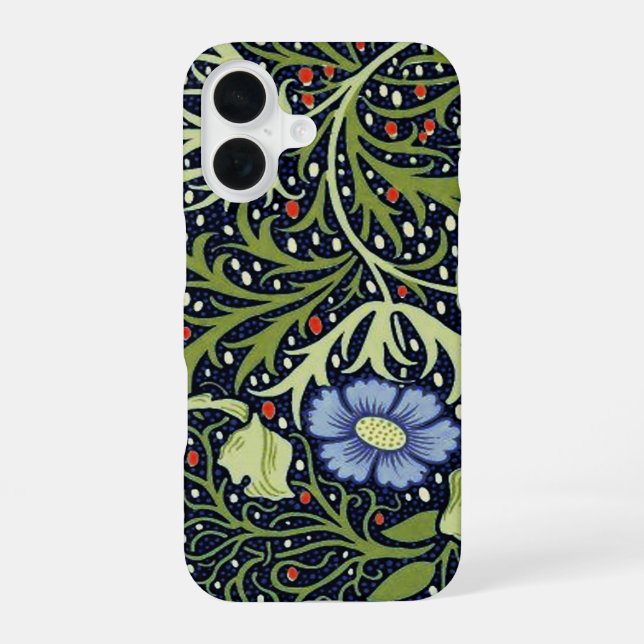 Coque iPhone 16 William Morris Algue Antique Fleur (Verso)
