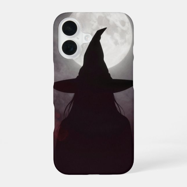 Coque iPhone 16 Witch Hat Silhouette Full Moon Case (Verso)