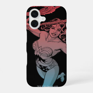 Coque iPhone 16 Wonder Femme Avec Lasso Red Blue Gradient Line Art