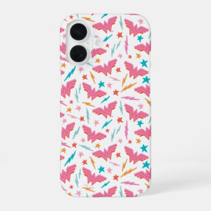 Coque iPhone 16 Wonder Woman Logo Rose et Motif Éclair