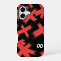 "X rouges sur noir avec yeux cachés"