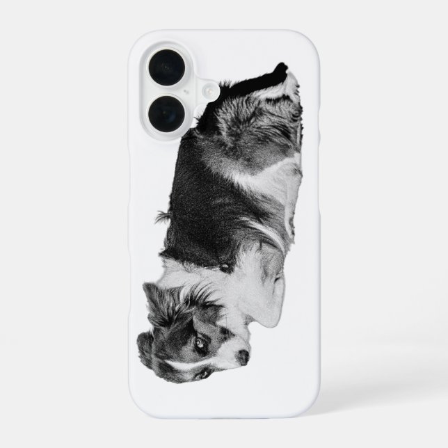 Coque iPhone 16 Yeux de chiot de taille poche (Verso)