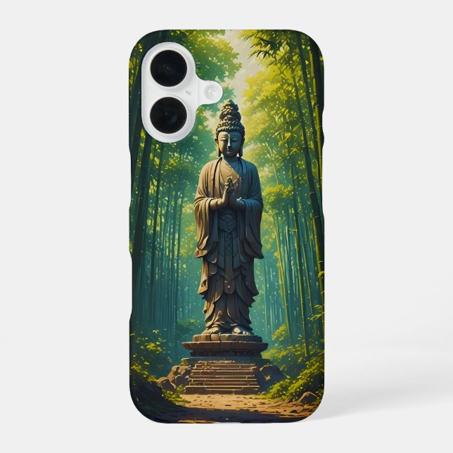 Coque iPhone 16 Zen dans la forêt de bambou (Verso)