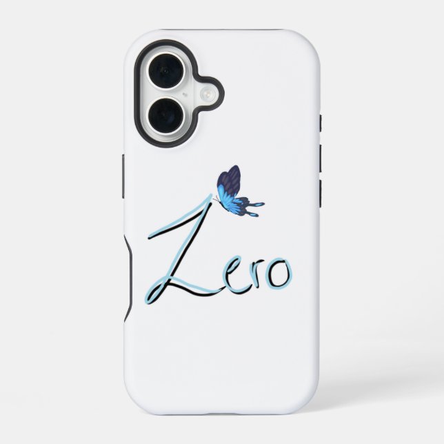 Coque iPhone 16 ZERO Papillon Bleu Noir et Bleu Dégradé iPhone (Verso)