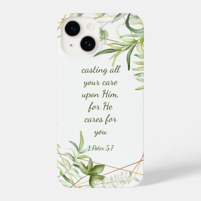 Coque iPhone 1 Pierre 5:7 Jetez toute votre attention sur Lui C (Verso)