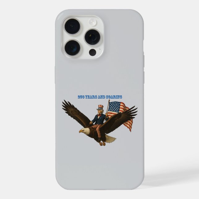 Coque iPhone 250 Ans Oncle Sam, Aigle à tête blanche et Drapeau (Verso)