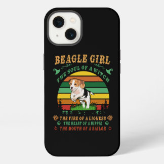 Etui iPhone 13 3 Fille Beagle l'âme le feu le coeur la bouche