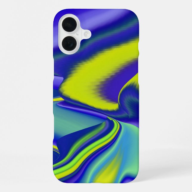 Coque iPhone 3D Abstrait en bleu vert violet (Verso)