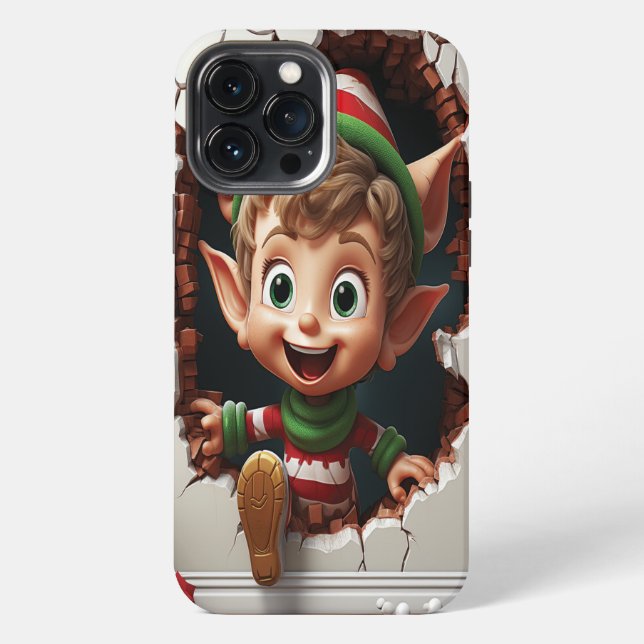 Coque iPhone 3d Drôle mignon elf de Noël (Verso)