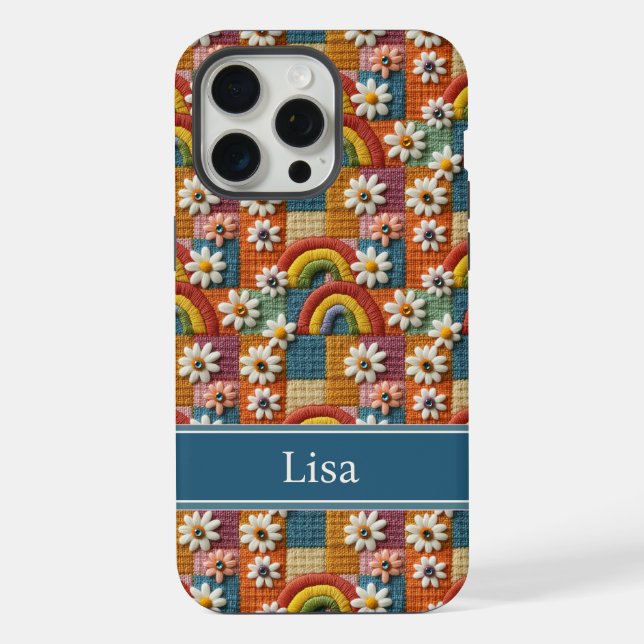 Coque iPhone 3D Embroidery Patchwork Phone Case | Personalized  (Verso)
