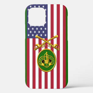 Coque iPhone 12 3e Cavalerie Blindée Sabres croisés Drapeau USA
