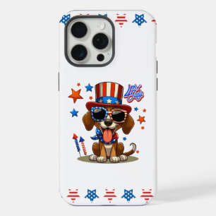 Coque iPhone 15 Pro Max 4 juillet chien/chiot mignon, patriotique