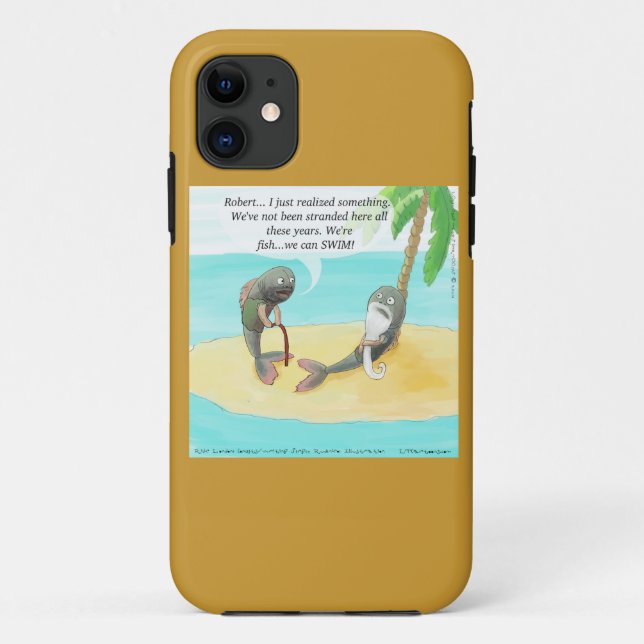 Coque iPhone 5 Poisson Confus Drôle sur une île dé (Dos)