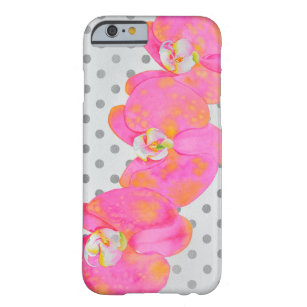 Coque iPhone 6 Barely There Aquarelle rose Orchidée peinture, pois