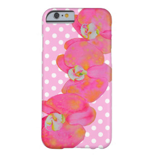 Coque iPhone 6 Barely There Aquarelle rose Orchidée peinture, pois