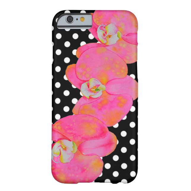 Coque iPhone 6 Barely There Aquarelle rose Orchidée peinture, pois (Dos)