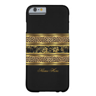 Coque iPhone 6 Barely There Élégant Classy Gold Black Leopard Floral