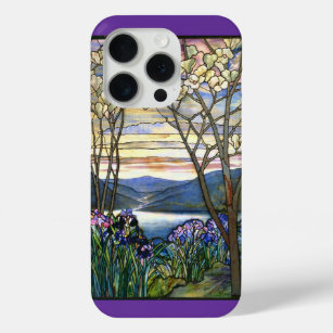 Coque iPhone 15 Pro Fenêtre en verre teinté de magnolia et d'iris