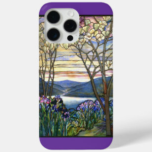 Coque iPhone 15 Pro Max Fenêtre en verre teinté de magnolia et d'iris