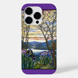 Coque Pour iPhone 14 Pro Fenêtre en verre teinté de magnolia et d'iris