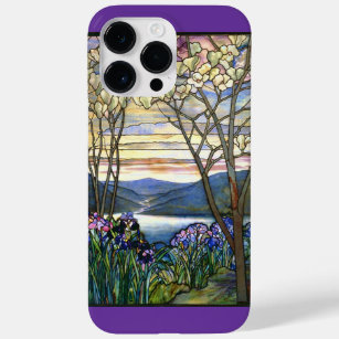Coque Pour Pour iPhone 14 Pro Max Fenêtre en verre teinté de magnolia et d'iris