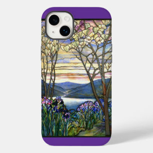 Coque Pour iPhone 14 Plus Fenêtre en verre teinté de magnolia et d'iris