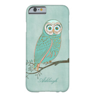 Coque iPhone 6 Barely There Fille Abstraite moderne Turquoise Chouette verte M