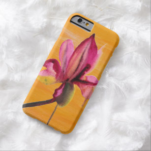 Coque iPhone 6 Barely There Orchidée violette couleur orange pop art fleur
