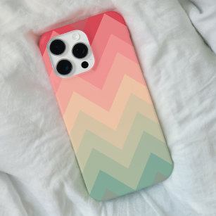 Coque iPhone 6 Barely There Pastel Rouge Rose Turquoise Ombre Chevron Motif
