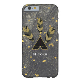 Coque iPhone 6 Barely There Peau et tepee d'or noir Boho Glam
