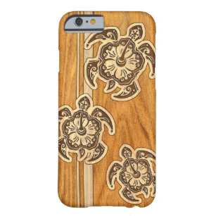 Coque iPhone 6 Barely There Tortue hawaïenne en bois de Faux d'Uhane Honu