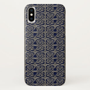Etui iPhone Case-Mate Argent et motif celtique d'ovales relié par bleu