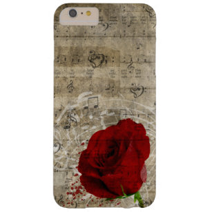 Coque iPhone 6 Plus Barely There Belle rose rouge notes piano tourbillonné