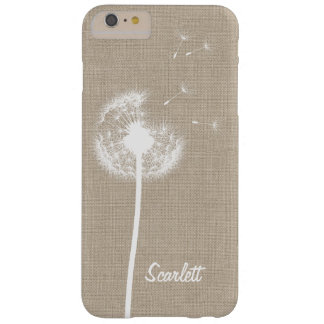 Coque iPhone 6 Plus Barely There Burlap Dandelion Monogrammed iPhone 6/6 Plus Coque