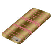 Coque iPhone 6 Plus Barely There Monogram Gold & Pink Stripes Design moderne (Bas)