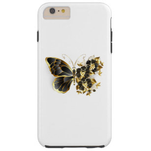 Coque iPhone 6 Plus Tough Gold flower Butterfly with Black Orchid