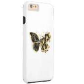 Coque iPhone 6 Plus Tough Gold flower Butterfly with Black Orchid (Dos/Droite)