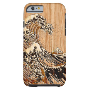 Coque iPhone 6 Tough Le style en bois en bambou de grande vague de