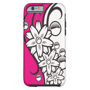 Coque iPhone 6 Tough Motif floral noir et blanc de roses indien