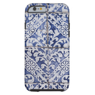 Coque iPhone 6 Tough Tuiles portugaises - Azulejo Floral bleu et blanc