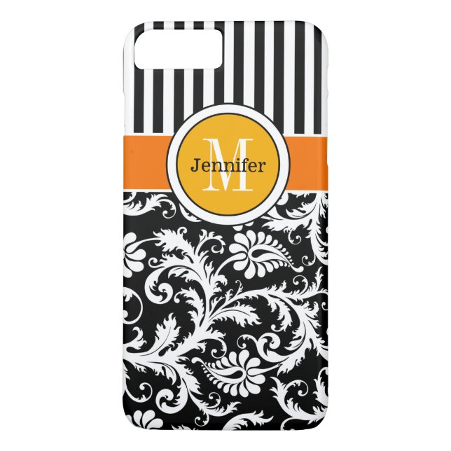 Coque iPhone 7 | Damas, bandes | Or orange (Dos)