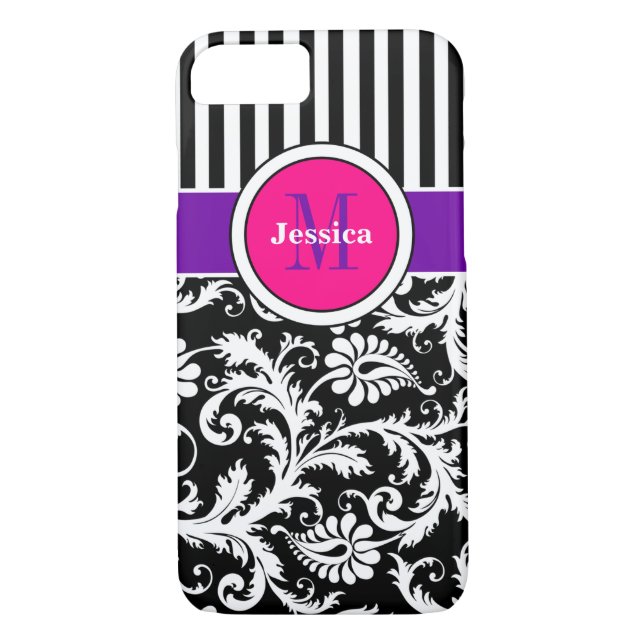 Coque iPhone 7 | Damas | Tracées | Rose 3 (Dos)