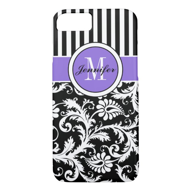 Coque iPhone 7 | Damas | Tracées | Violet 2 (Dos)