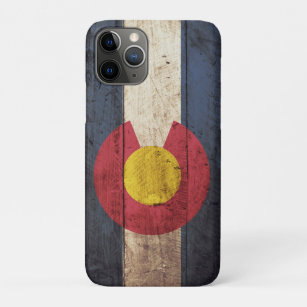 Coque iPhone 11 Pro Drapeau d'état du Colorado sur le vieux grain en