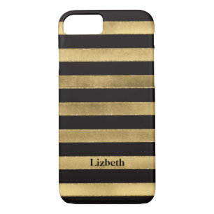 Coque iPhone 7   FAUX Gold Foil   Bandes noires