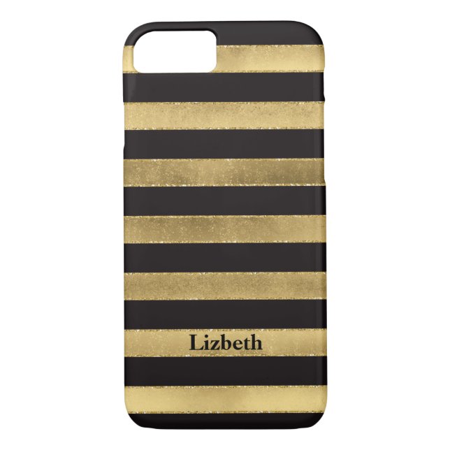 Coque iPhone 7 | FAUX Gold Foil | Bandes noires (Dos)