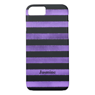 Coque iPhone 7   FAUX Purple Foil   Bandes noires