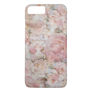 Coque iPhone 7 Plus Typographie florale de collage rose élégant