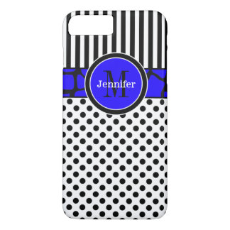 Coque iPhone 7 | Rayures, points | Bleu