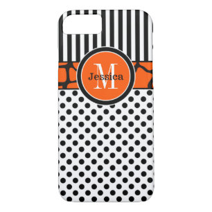 Coque iPhone 7 Rayures, points Orange